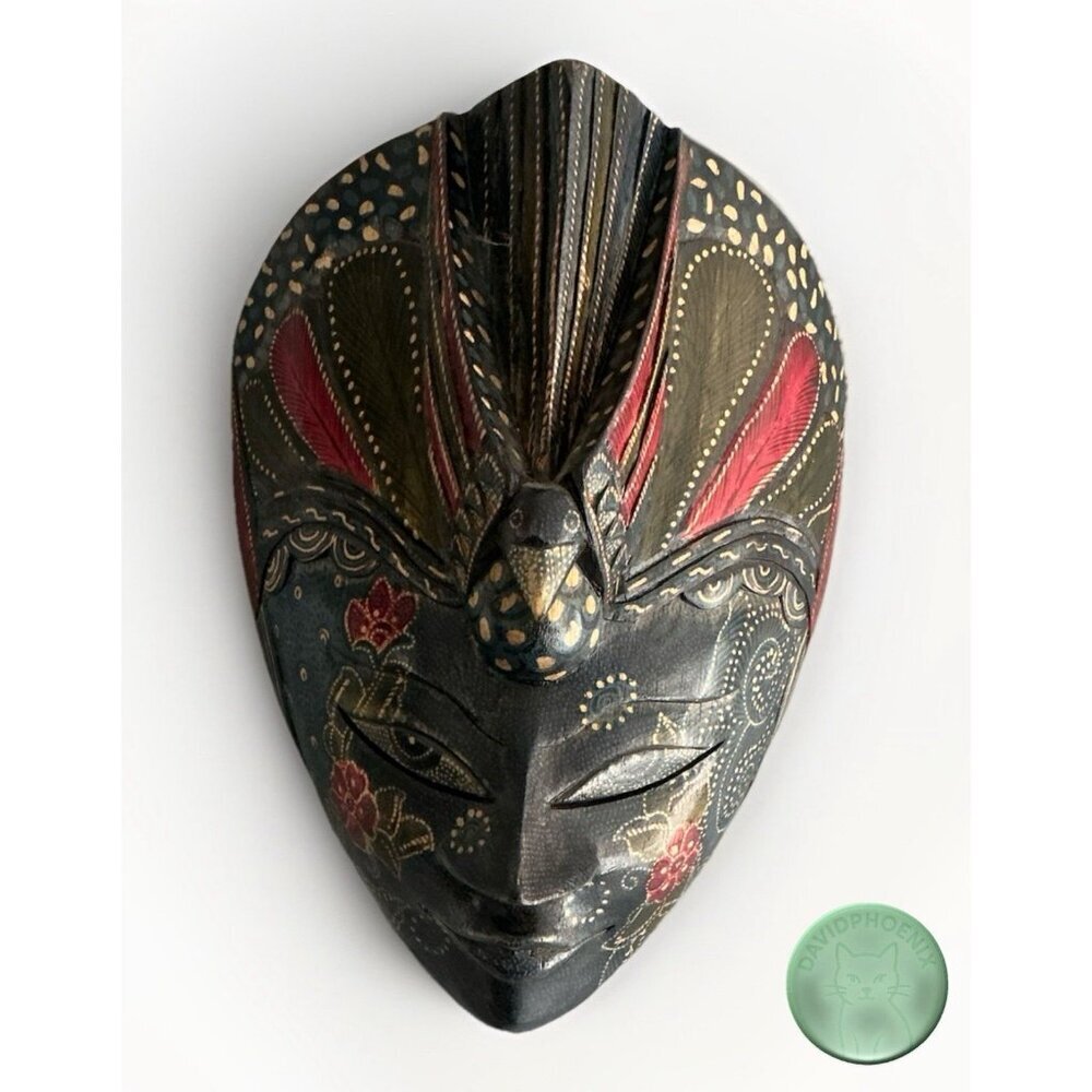 Authentic Handmade Indonesian Wooden Wall Mask – Kenya Wood Carving – Excellent - Picture 2 of 5